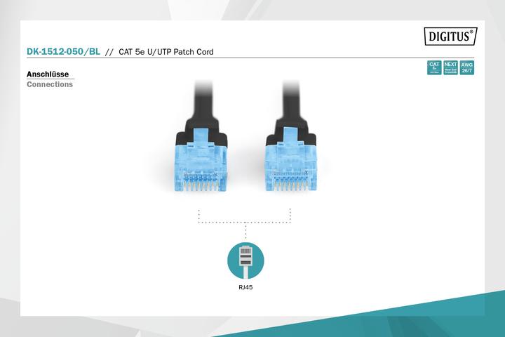 Actual product image Digitus CAT5e U-UTP Patchk.,5m, SW (U/UTP, CAT5e, 5 m)