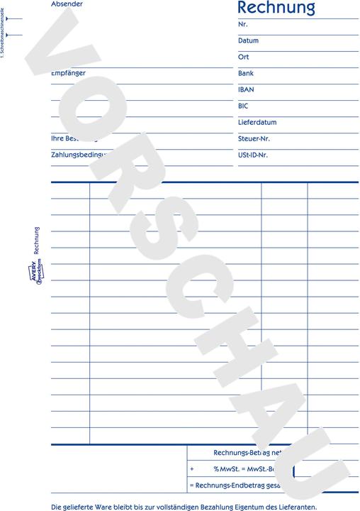 Image du produit Avery Facture (100 x)