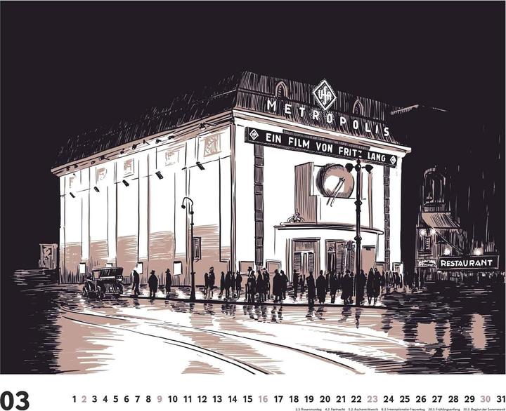 Produktbild Berlin - Die Goldenen Zwanziger 2025 - Mit Zeichnungen von Robert Nippoldt - Fotokunst-Kalender - Qu (Harter Einband, Deutsch)