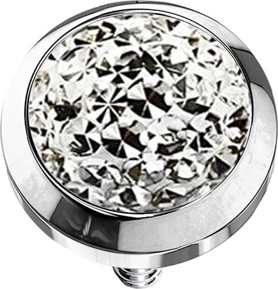 Star Piercing Dermal Anchor Kristall Kuppel silber Epoxy Schutzschicht (ohne Messing, Chirurgenstahl 316L)