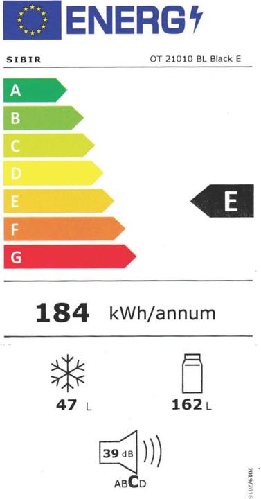 Energie-Label Sibir OT23010AB (229 l)