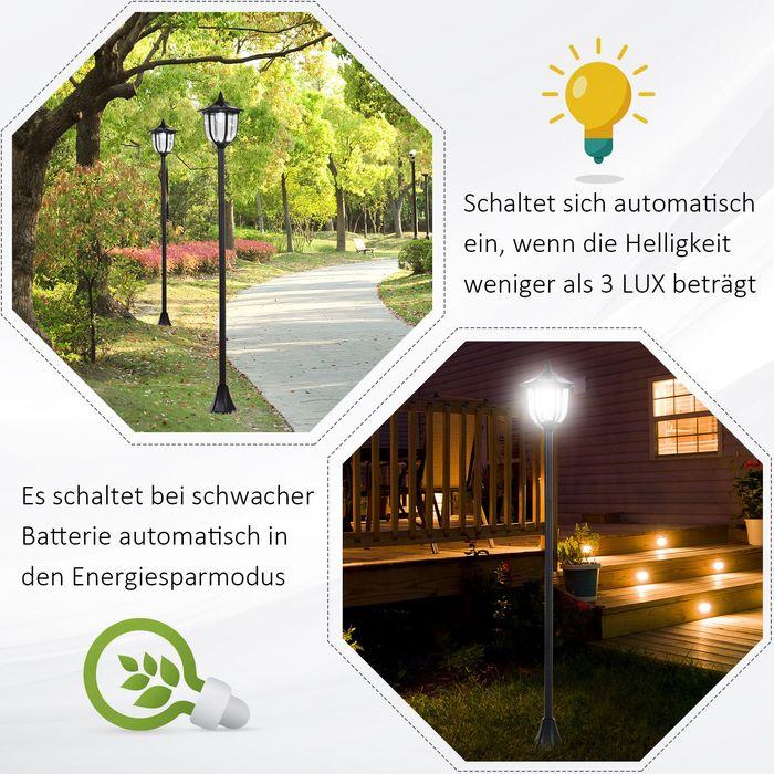 Produktbild Swisshandel24 Solar Gartenleuchte Gartenlampen Gartenlaterne Laterne 30/60 Lumen, Kunststoff, Schwarz Ø26,5 x 177 (60 lm, IP44)