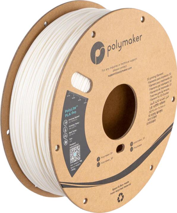 Produktbild Polymaker PolyLite PLA Pro - White - 2.85mm (PLA, 2.85 mm, 1000 g, Weiss)