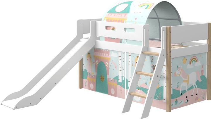 Produktbild Flexa Halbhohes Bett Nor mit Schrägleiter und Rutsche (90 x 200 cm)