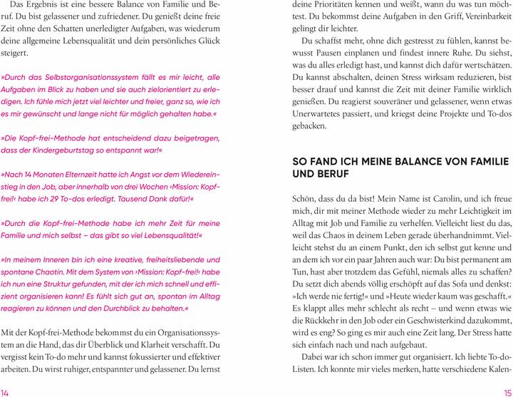 Nährwerte und Zutaten Die Kopf-frei-Methode – Mehr schaffen, weniger tun (Deutsch, Carolin Habekost, 2024)
