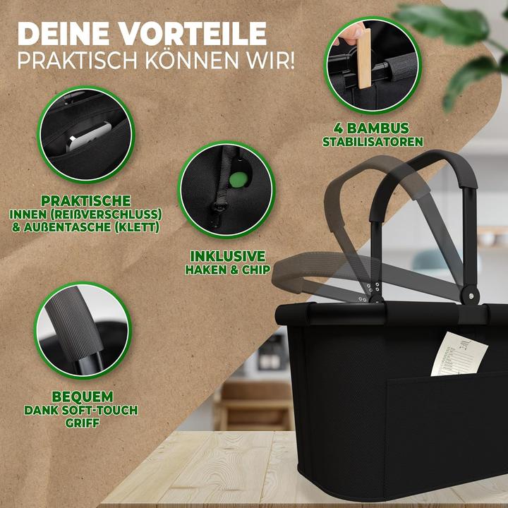 Actual product image Cottara Stabiler Einkaufskorb mit Innentasche und Frontfach