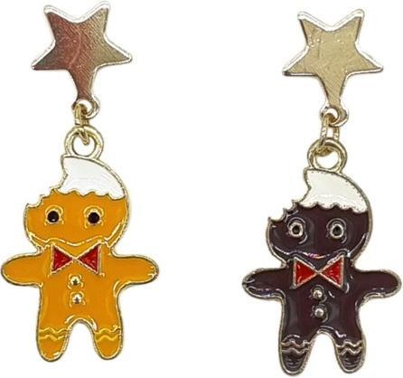 Snazzy Santa Ohrenringe Lebkuchenfigur (Braun & Schwarz)