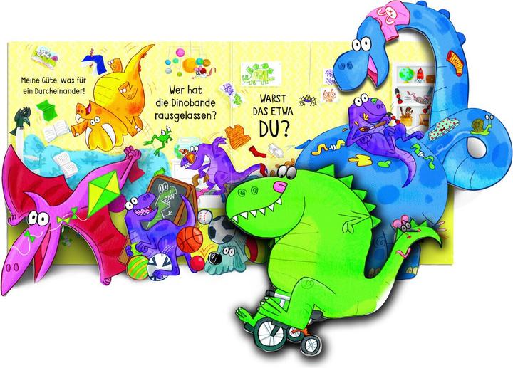 Actual product image Mein verrücktes Pop-up-Klappenbuch: Achtung, Dinobande! (German, Sam Taplin, 2022)