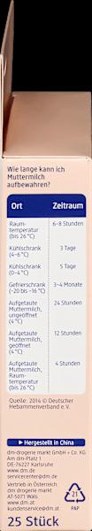 Nährwerte und Zutaten dm babylove Muttermilchbeutel