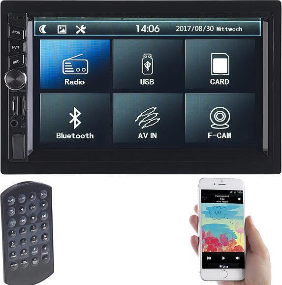 Produktbild Creasono 2-DIN-MP3-Autoradio mit Touchdisplay und Farb-Rückfahrkamera (MirrorLink)