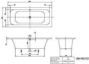 Produktbild Villeroy & Boch Rechteckbadewanne Loop & Friends 80 x 180 cm alpinwei glatt UBA180LFS2V-01 (150 l, 180 cm, 80 cm)