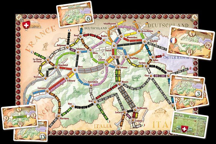 Actual product image Asmodée Ticket To Ride India and Swizerland (French, German, English)