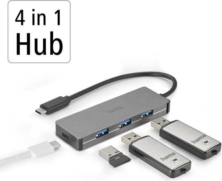 Produktbild Hama USB Hub (USB-C, 4 Ports)