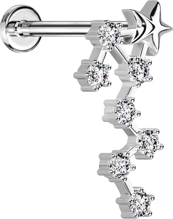 Immagine prodotto Star Piercing Micro Labret Filo interno Argento Segno zodiacale Scorpione con cristalli (Acciaio chirurgico 316L, Ottone)