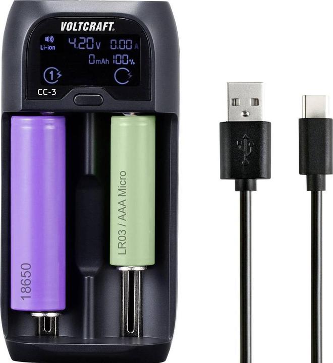 Image du produit Voltcraft Chargeur de cellules rondes (1 pcs, 10440, 14500, 14650, 16340, 17500, 17650, 17670, 18350, 18500, 18650, 22650, 26500, 26650, AA, AAA, C, AAAA, Sous-C, Chargeurs sans batterie)