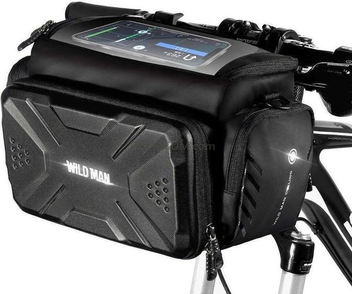Actual product image Wildman Bicycle accessory traveling bag for bike handlebars with zipper 4L GS6 black (4 l, Handlebar bag)