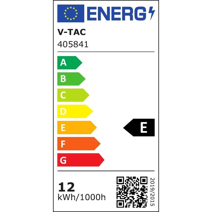 Energy Label V-TAC VT7022B 12W LED Mirror Light Black Body 4000K