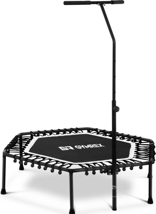 Produktbild Gymrex Fitness-Trampolin Trampolin mit Stange Trampolin Sport bis 100 kg weiss