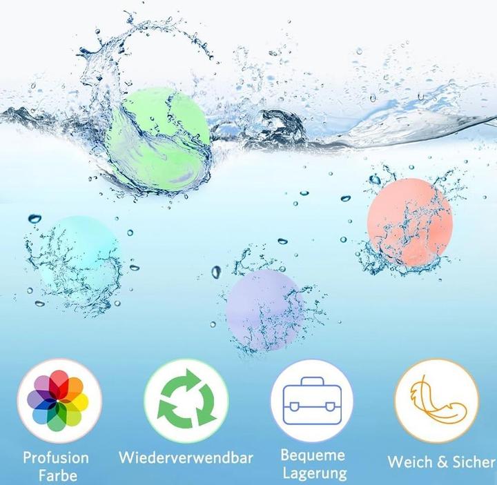 Produktbild Splash & Fun Wiederverwendbare Silikon-Wasserbomben – 10 Stück (10 x)