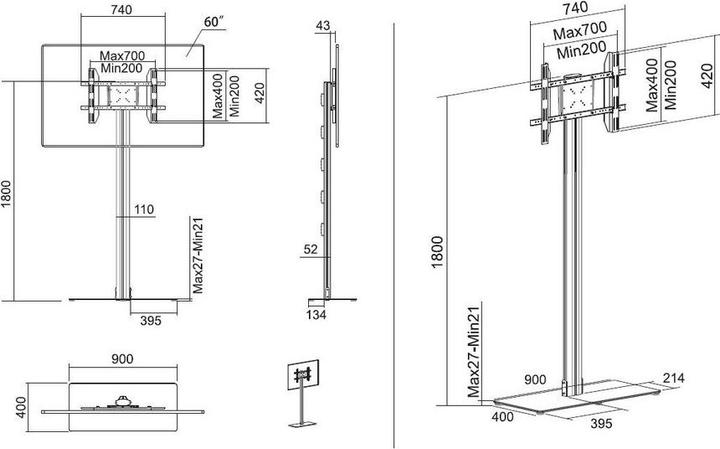 Actual product image Multibrackets M Display Stand 180 (Universal, 63", 50 kg)