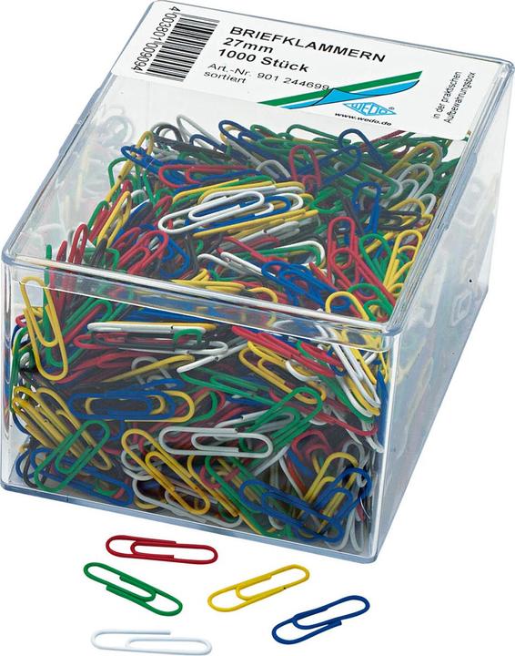 Image du produit Wedo Trombones, plastifiés, 27 mm couleurs assorties, en métal (1 x)