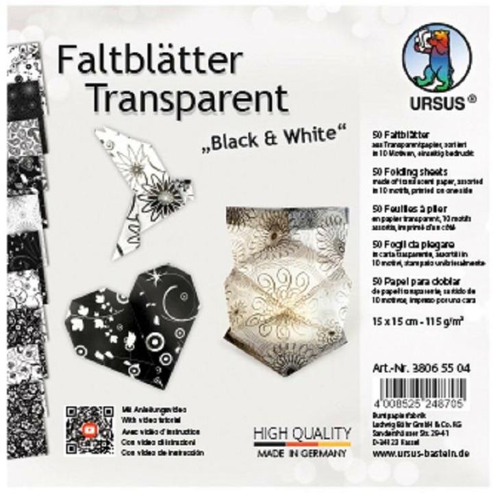 Actual product image Ursus Faltblätter Black & White 15 x 15 cm (115 g/m², 50 x)