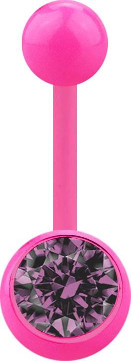 Star Piercing Banane pink mit Kugel und Kugel Kristall hellviolett (Acryl, ohne Messing)