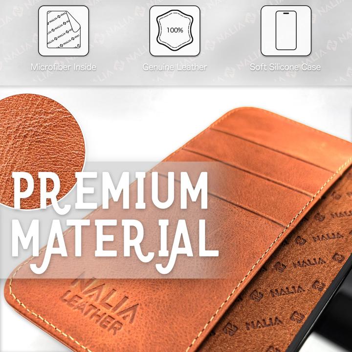 Produktbild Nalia Echt-Leder Flipcase (Apple iPhone 14 Pro Max)
