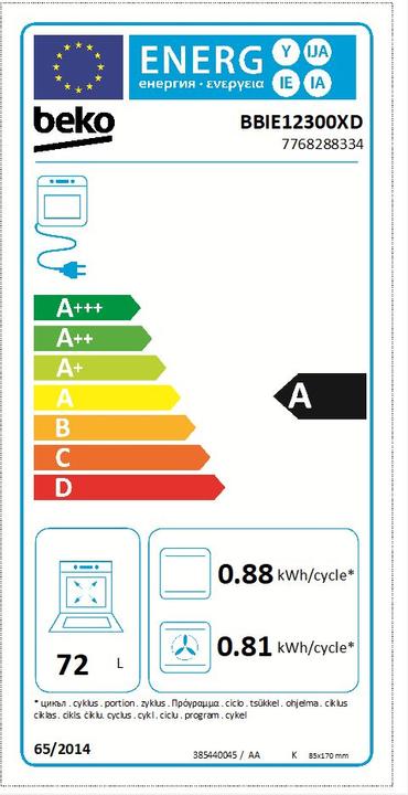 Energie-Label Beko BBIE12300XD