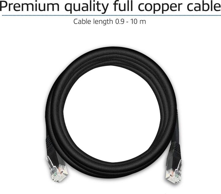 Immagine prodotto Nero 10.0 metri U/UTP, cavo patch CAT6 con connettori RJ45 (U/UTP, CAT6, 10 m)