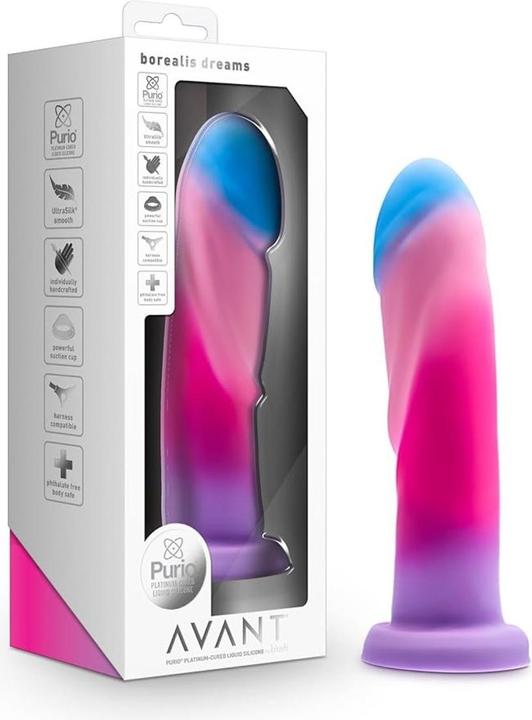 Actual product image Avant Blush Borealis Dreams Artisan 7.75 Inch Dildo - Hand Crafted with Purio® Liquid Silicone Wrapp