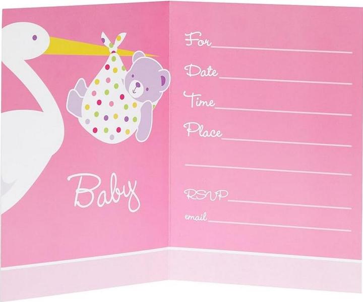 Actual product image Unique Party Stork Baby Shower Invitations (Pack of 8) (8 pcs.)