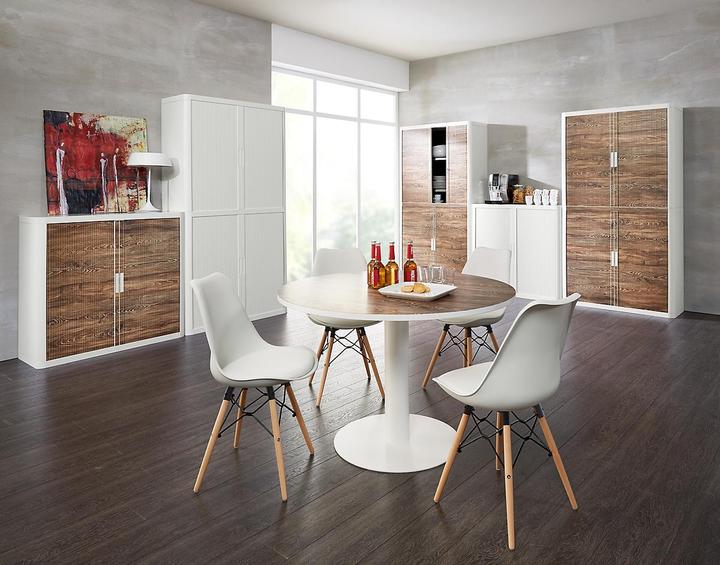 Produktbild Paperflow Schalenstuhl DOGEWOOD, Kunststoff, mit Holzbeinen, Sitzkissen. schwarz oder weiss