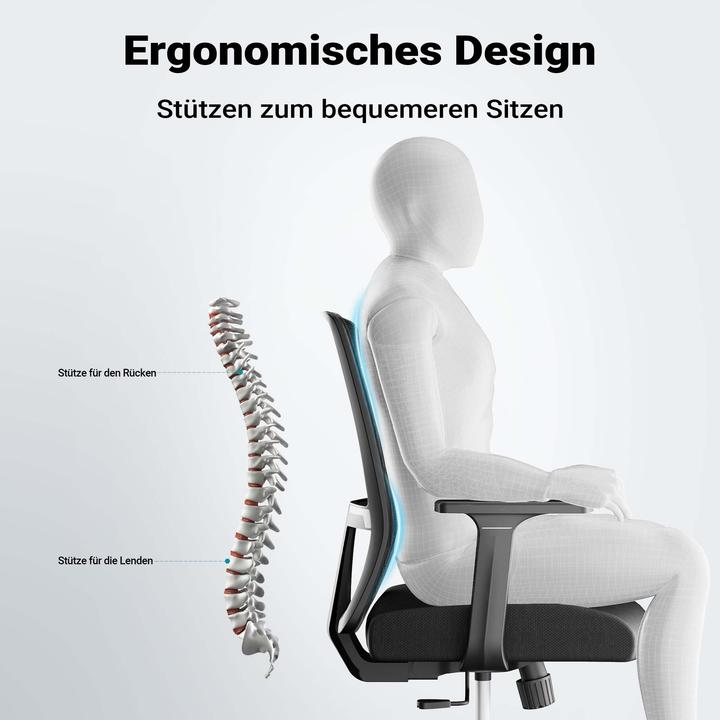 Produktbild Wiltec Ergonomischer Bürostuhl Lendenwirbelstütze 120kg Schreibtischstuhl