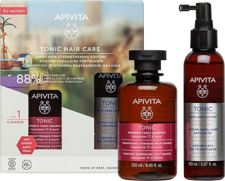 Immagine prodotto Apivita Lozione anticaduta per donne - 150 Ml e Shampoo tonico per la perdita dei capelli - 250 Ml (250 ml, Shampoo liquido)