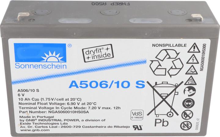 Produktbild Tadiran Sonnenschein Dryfit A506/10 S Blei Akku, Anschluss 4,8mm, VDS G (6 V, 10 Ah)