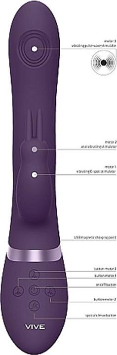 Actual product image Shots Rini - Pulse Wave & Vibrating Double Penetration Rabbit - Black