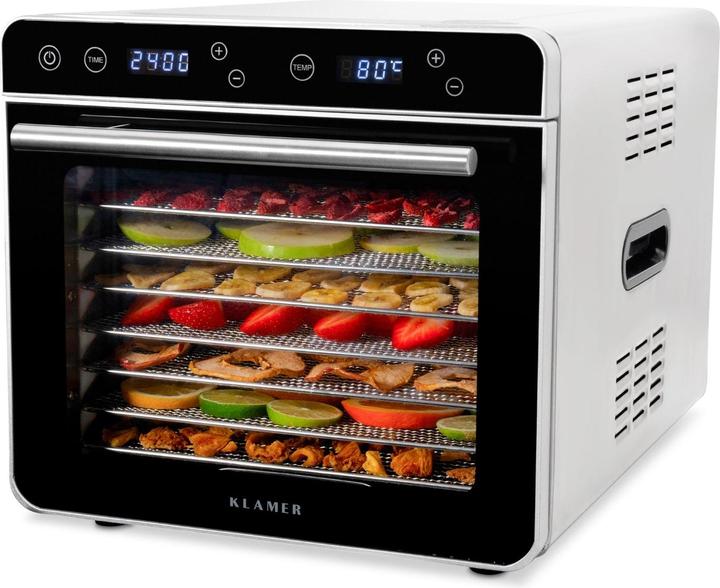 KLAMER Premium Dörrautomat XL 700W, 8 extra grosse Einlegefächer aus Edelstahl