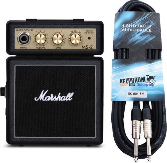 Marshall Gitarren-Verstärker MS-2 Micro Stack mit Kabel (Gitarre, 1 W)