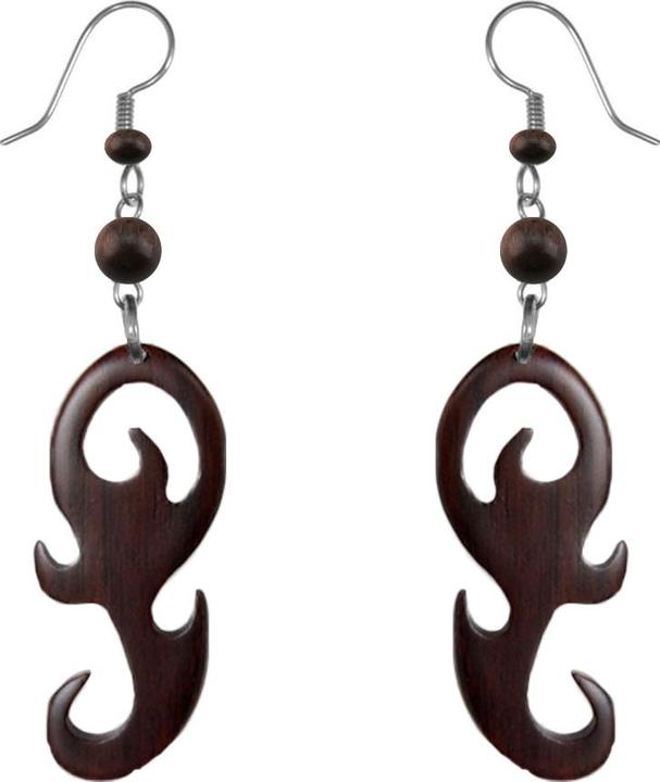 Star Piercing Ohrring Wellen aus Narra Holz (Narra Holz)