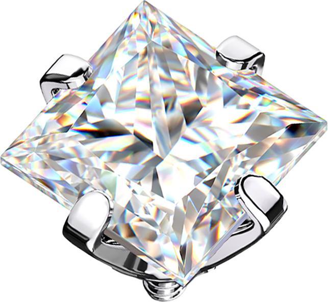 Star Piercing Dermal Anchor silber quadrat Kristall silber gefasst (ohne Messing, Titan G23)