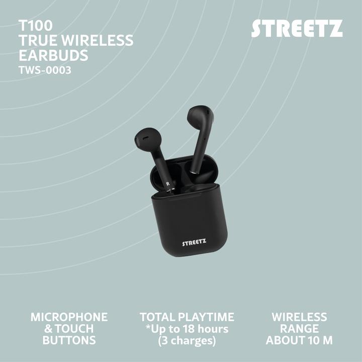 Immagine prodotto Streetz TWS - Auricolari semi-in-orecchio (Nessuna soppressione del rumore, 18 h, Senza fili)