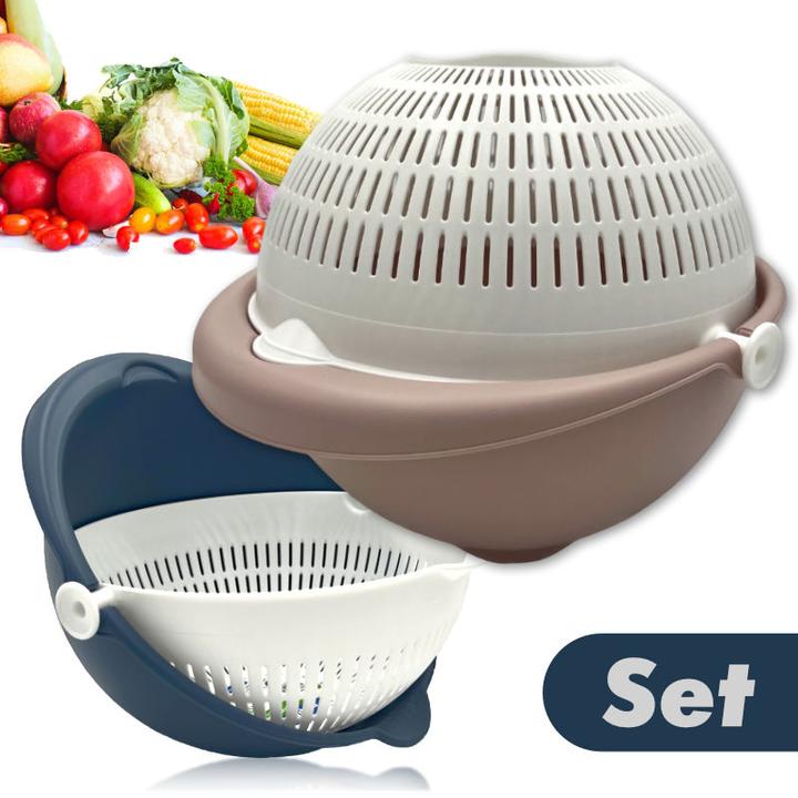 Produktbild Hermex Küchensieb Set Abtropfsieb Schüssel mit Sieb Nudelsieb Siebschale (25 cm)