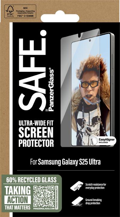 Actual product image PanzerGlass SAFE. by ® Ultra-Wide Fit display protection (1 Piece, Samsung Galaxy S25 Ultra)