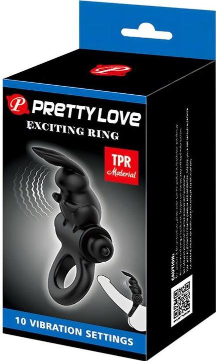 Image du produit Pretty Love - Anneau excitant Rabbit Anneau vibrant 10 vibrations Noir (2.40 cm)