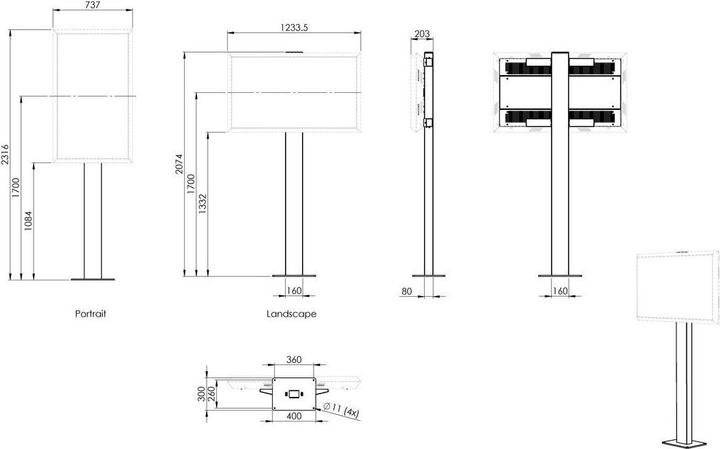 Actual product image Vogels POA 9601 outdoor frame for LG 49XE4F, Frame, Wall, 124.5 cm (49"), 124.5 cm (49&quot...