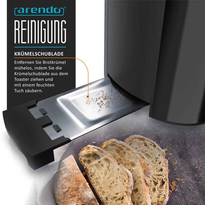 Actual product image Arendo Toaster Langschlitz Edelstahl 4 Scheiben, Brötchenaufsatz, Display mit Restzeitanzeige, Doppelwand