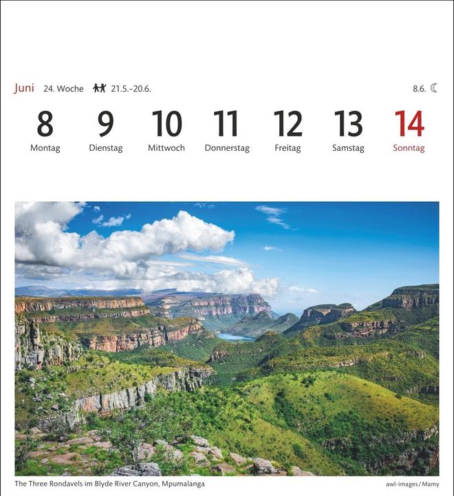Produktbild Harenberg Südafrika & Namibia Sehnsuchtskalender 2026 - Wochenkalender mit 53 Postkarten (Harter Einband, Deutsch)