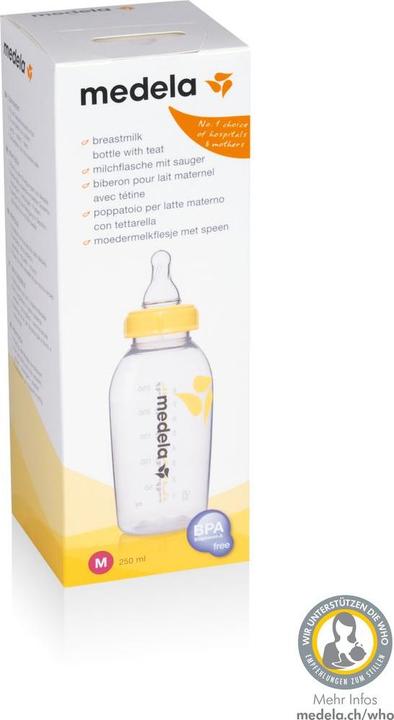 Actual product image Medela Milk bottle 250 ml with teat M (medium flow / 4 to 6 months) (250 ml)