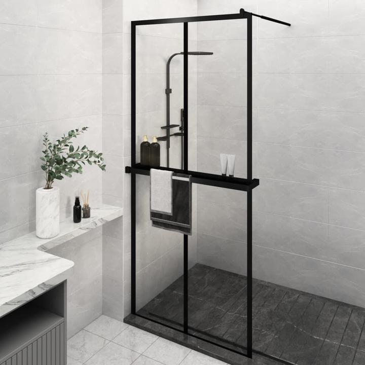 Image du produit VidaXL Duschwand mit Ablage für Walk-In-Dusche Schwarz 90x195 cm ESG (90 cm, 90 cm, 195 cm)